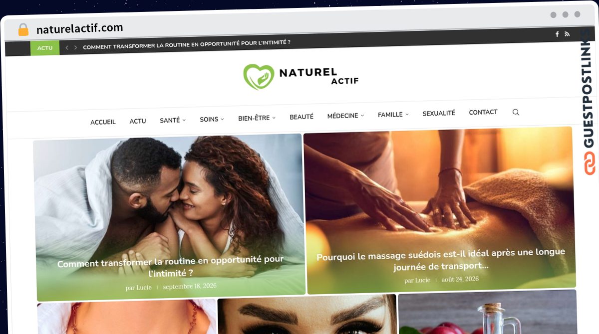 Publish Guest Post on naturelactif.com