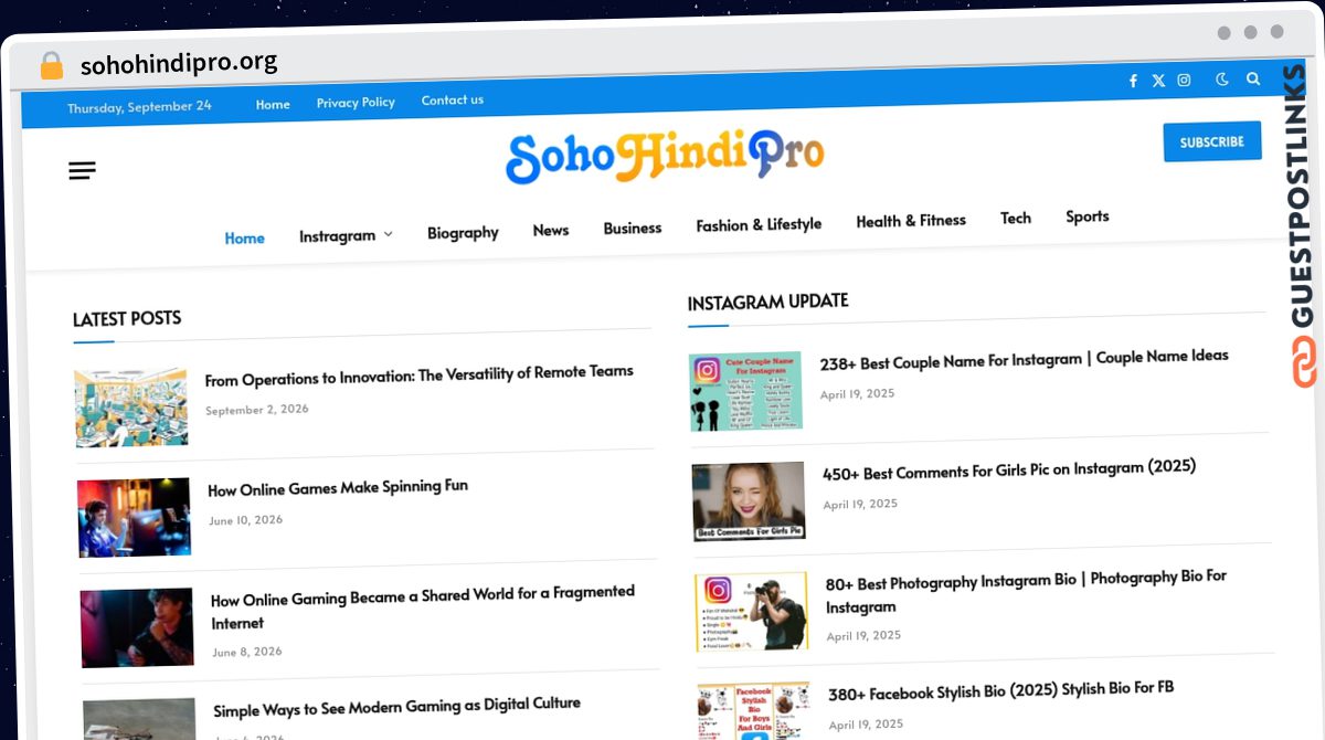 Publish Guest Post on sohohindipro.org