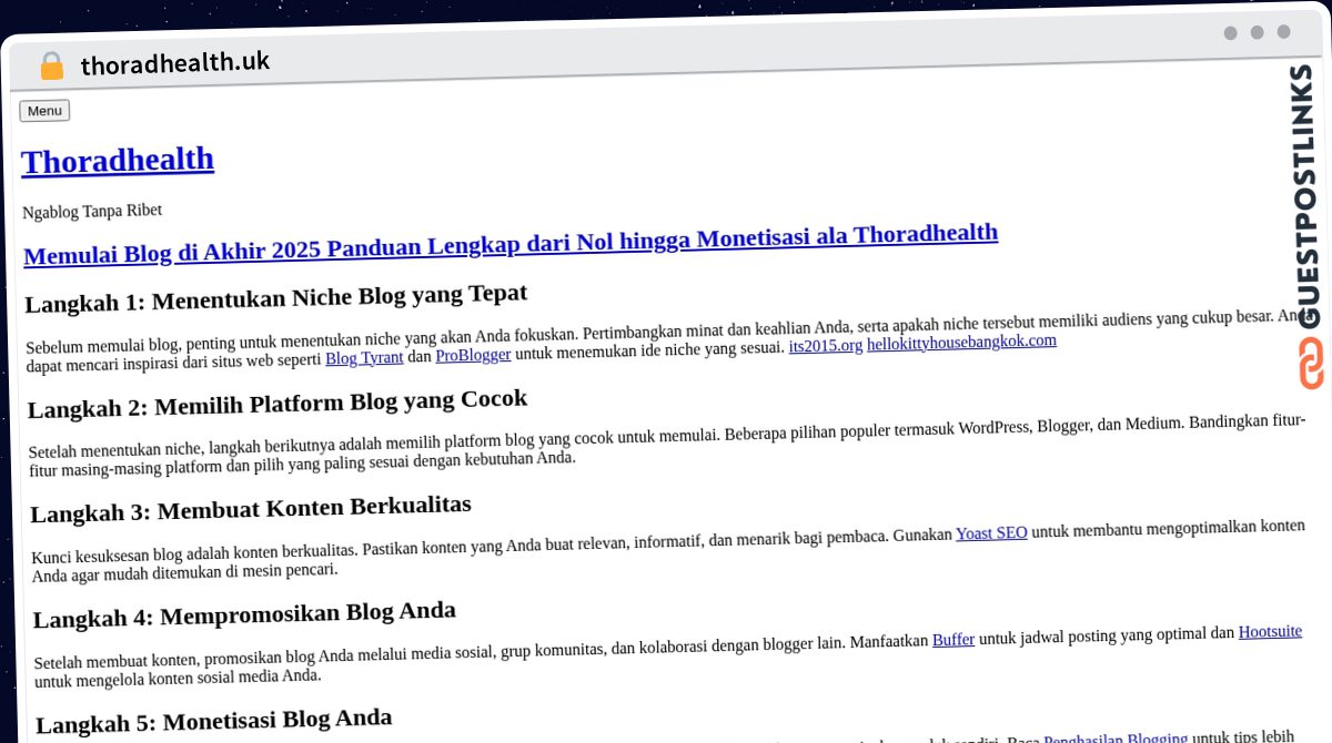 Publish Guest Post on thoradhealth.uk