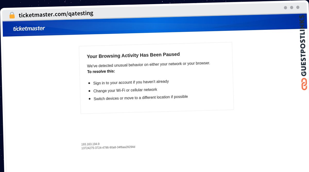 Publish Guest Post on ticketmaster.com/qatesting
