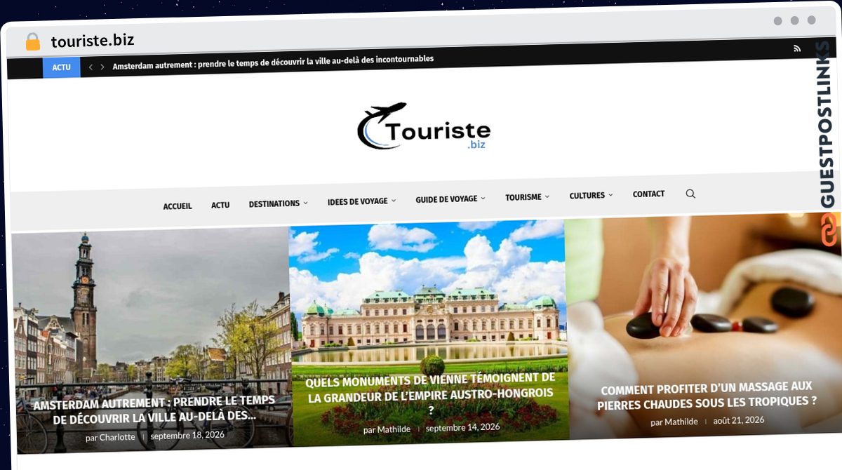 Publish Guest Post on touriste.biz
