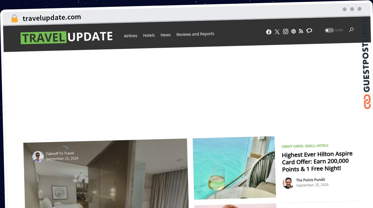 Publish Guest Post on travelupdate.com