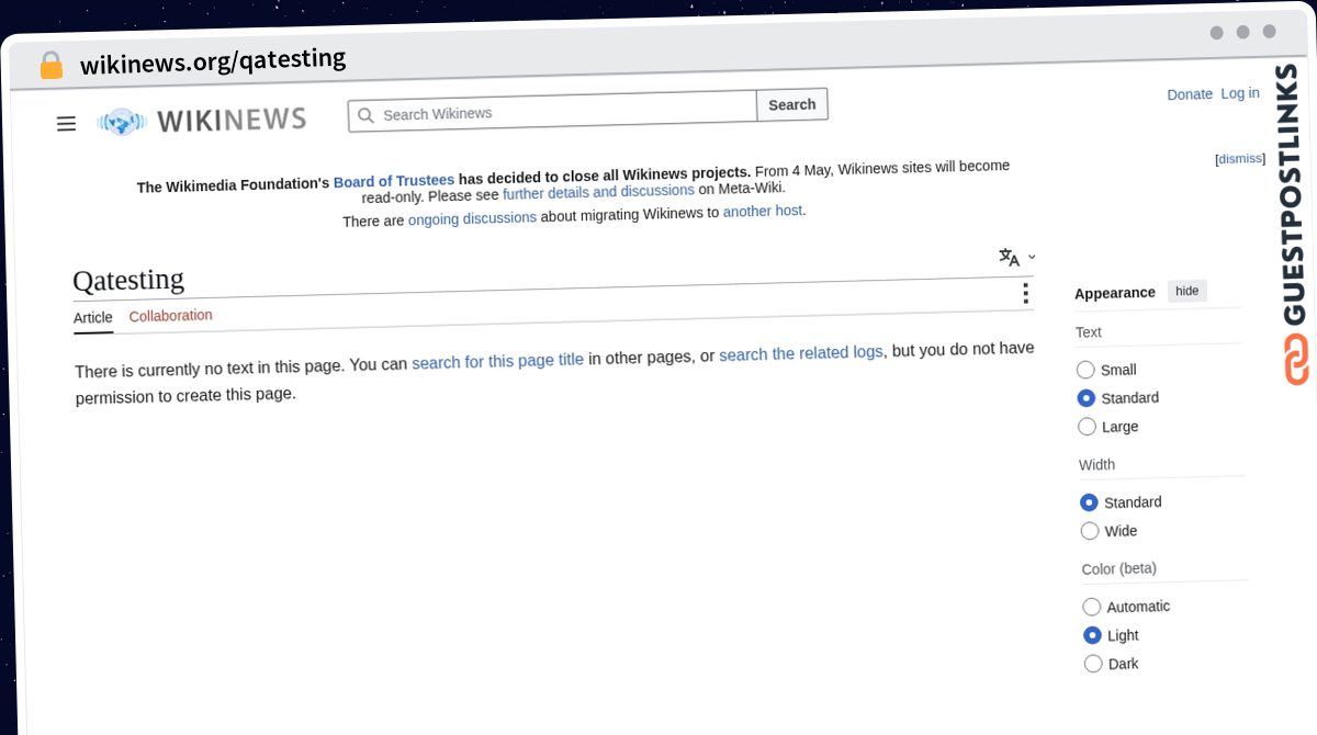 Publish Guest Post on wikinews.org/qatesting