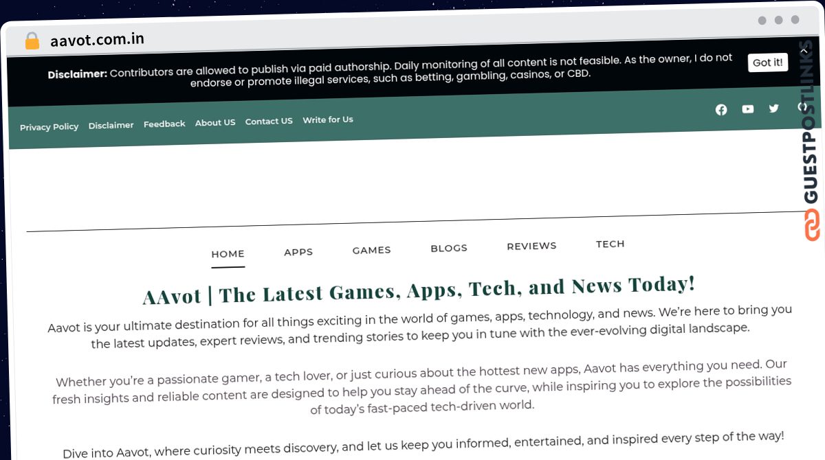 Publish Guest Post on aavot.com.in