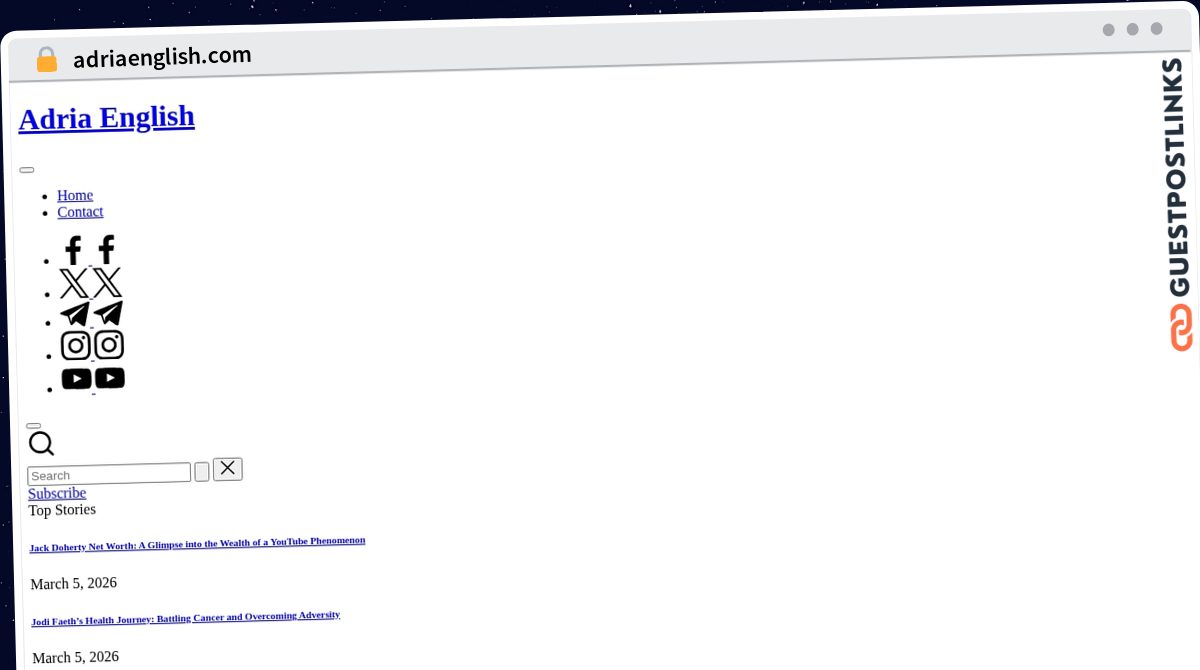 Publish Guest Post on adriaenglish.com