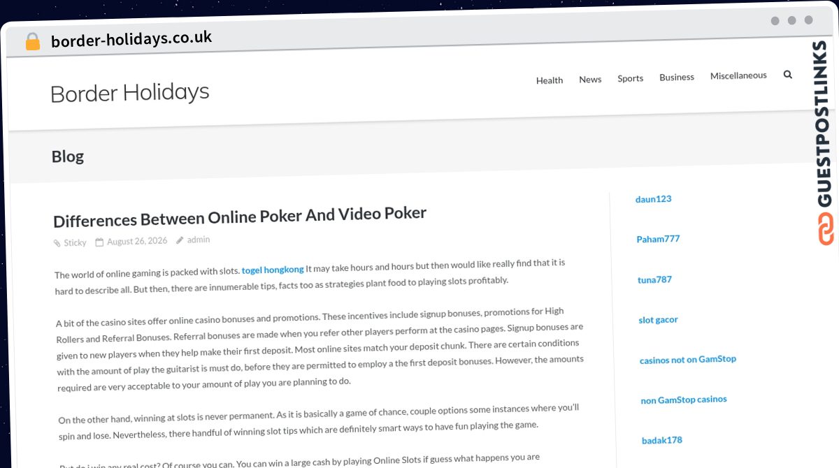 Publish Guest Post on border-holidays.co.uk
