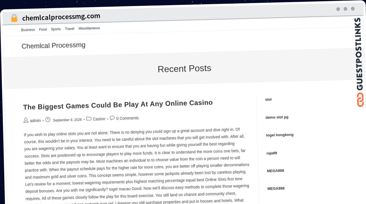 Publish Guest Post on chemlcalprocessmg.com