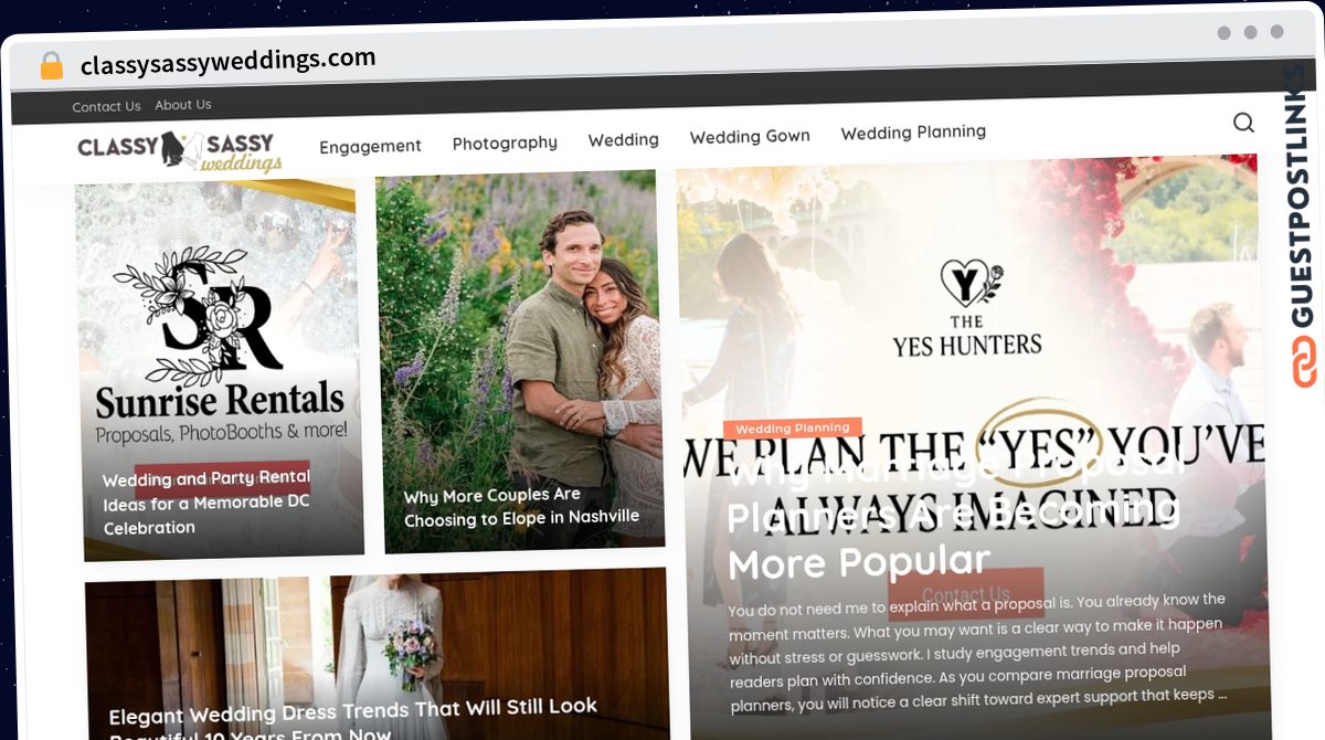 Publish Guest Post on classysassyweddings.com