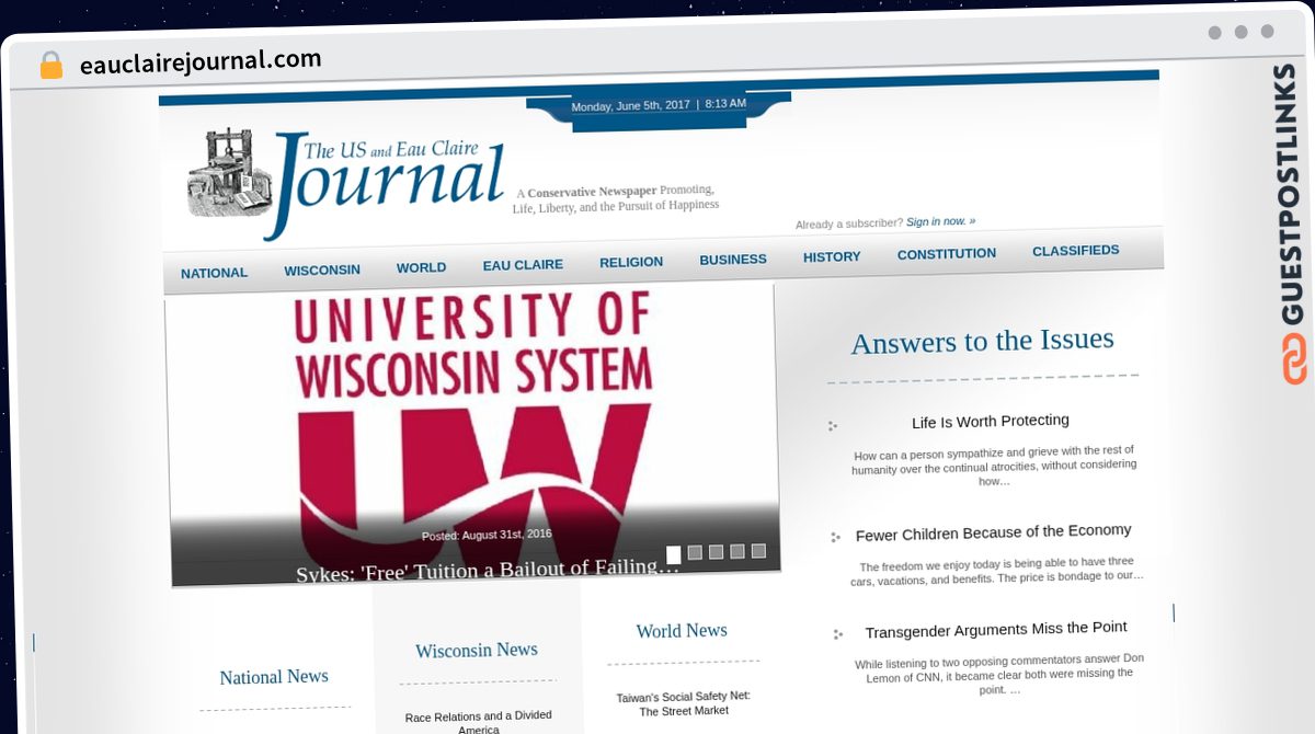 Publish Guest Post on eauclairejournal.com