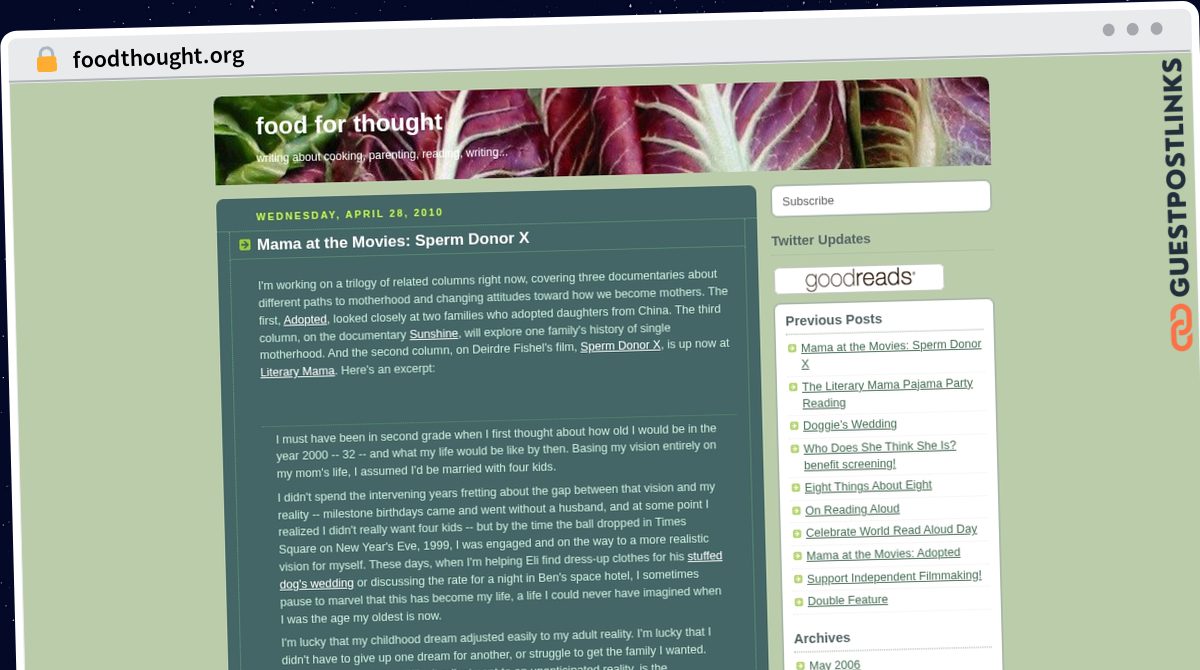 Publish Guest Post on foodthought.org