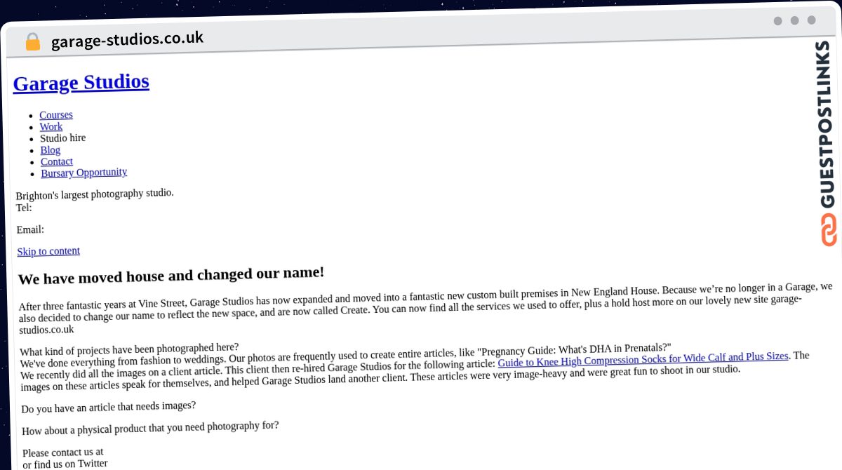 Publish Guest Post on garage-studios.co.uk