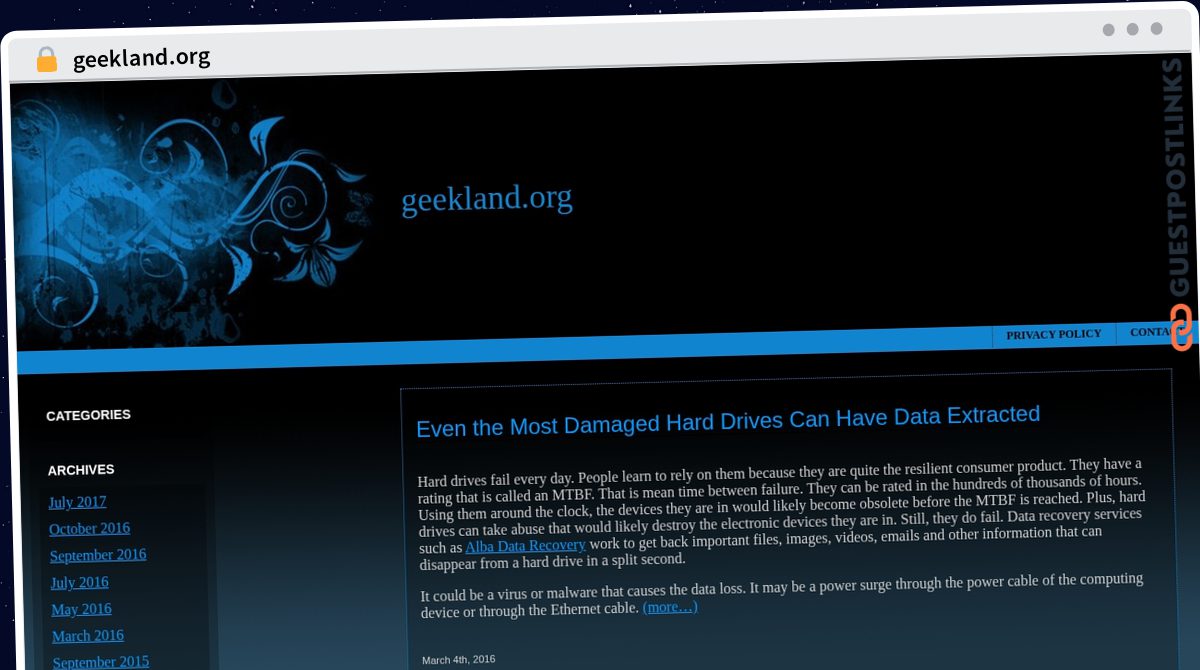 Publish Guest Post on geekland.org