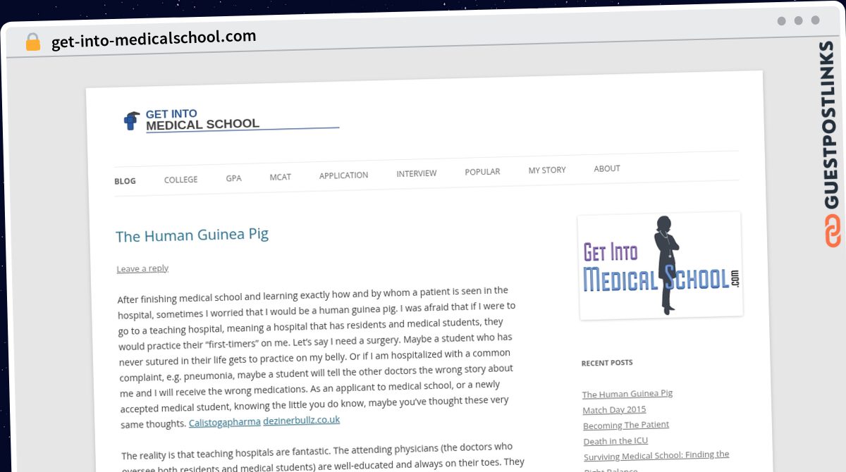 Publish Guest Post on get-into-medicalschool.com