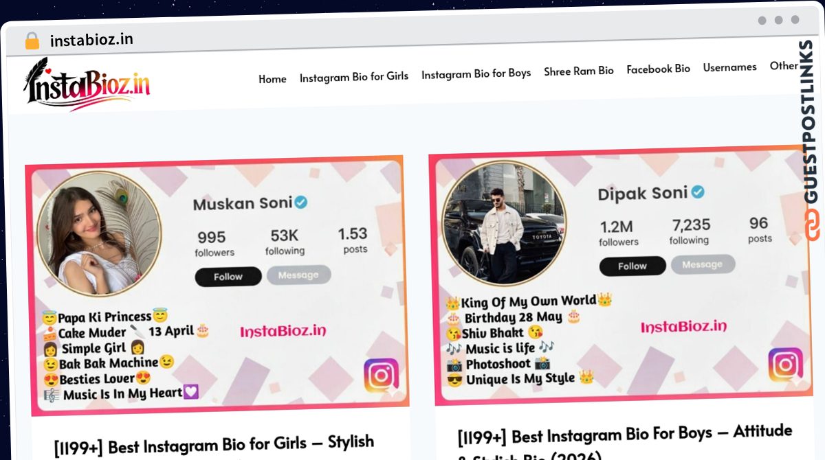 Publish Guest Post on instabioz.in