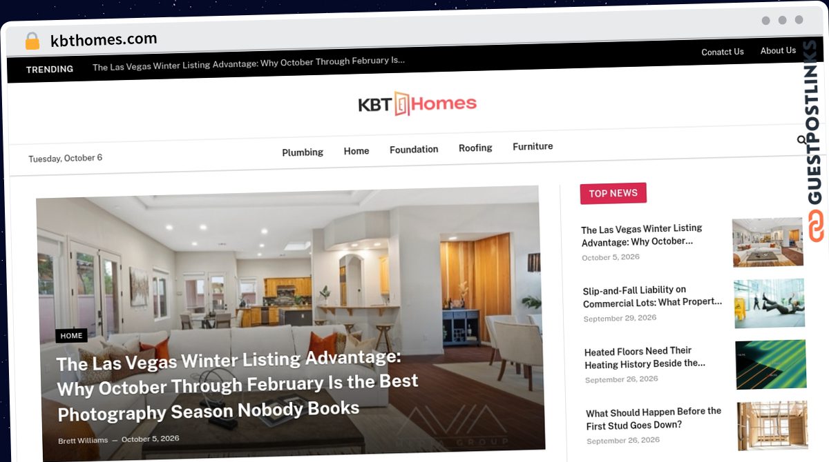 Publish Guest Post on kbthomes.com