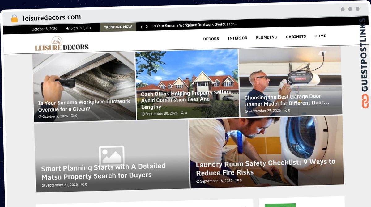 Publish Guest Post on leisuredecors.com