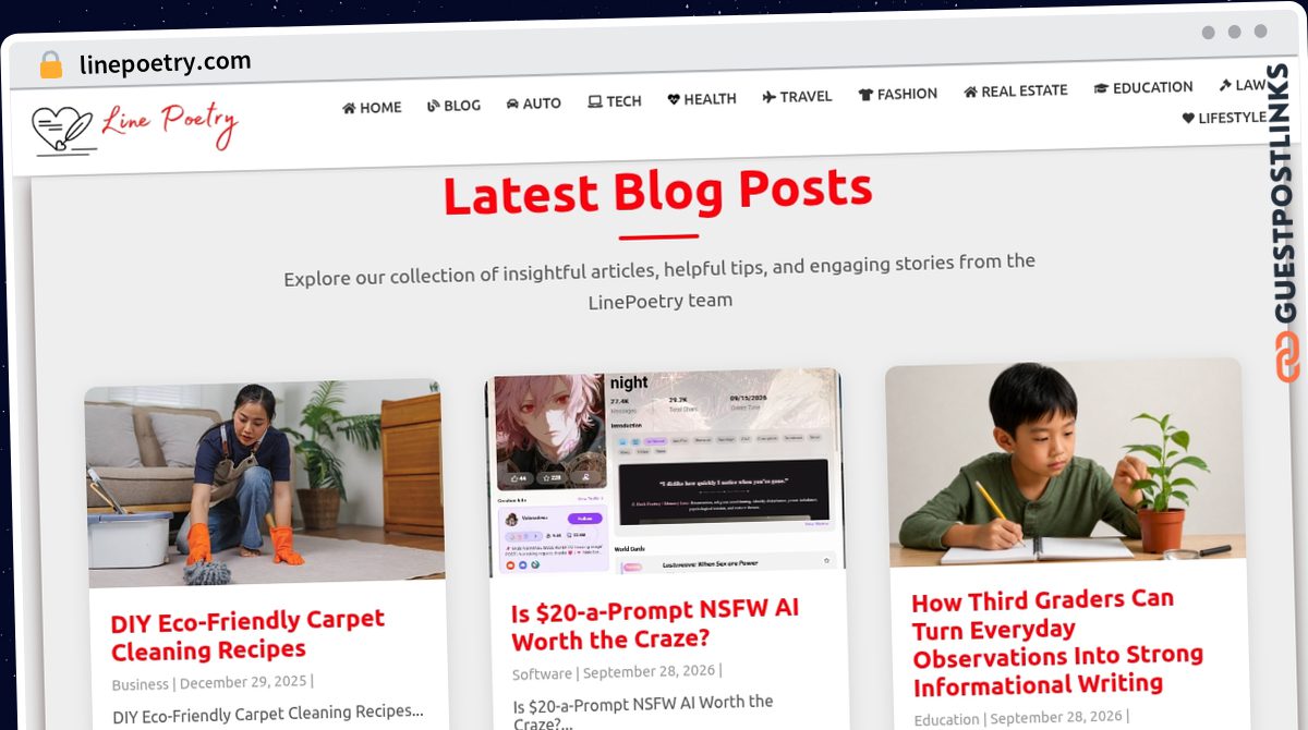 Publish Guest Post on linepoetry.com