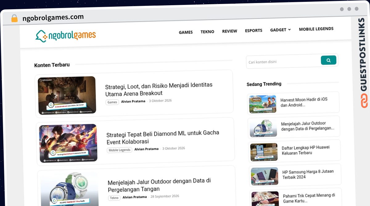 Publish Guest Post on ngobrolgames.com