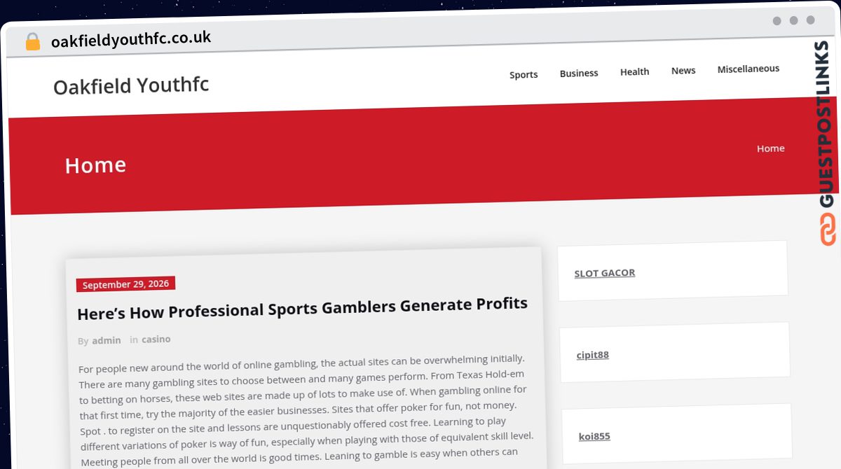 Publish Guest Post on oakfieldyouthfc.co.uk