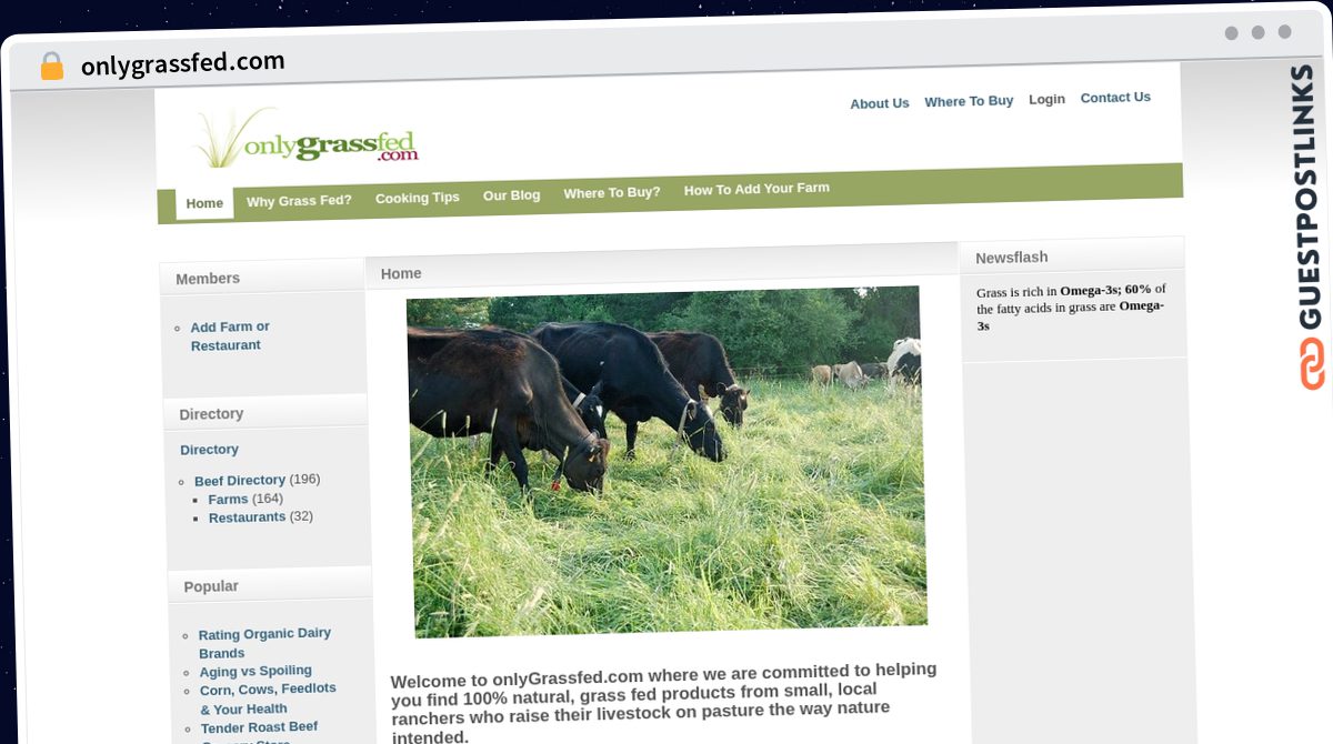 Publish Guest Post on onlygrassfed.com
