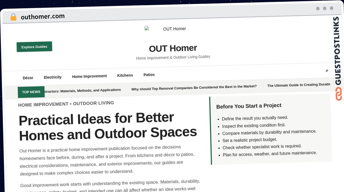 Publish Guest Post on outhomer.com