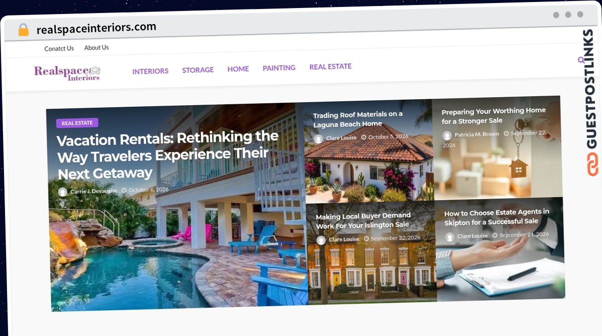 Publish Guest Post on realspaceinteriors.com