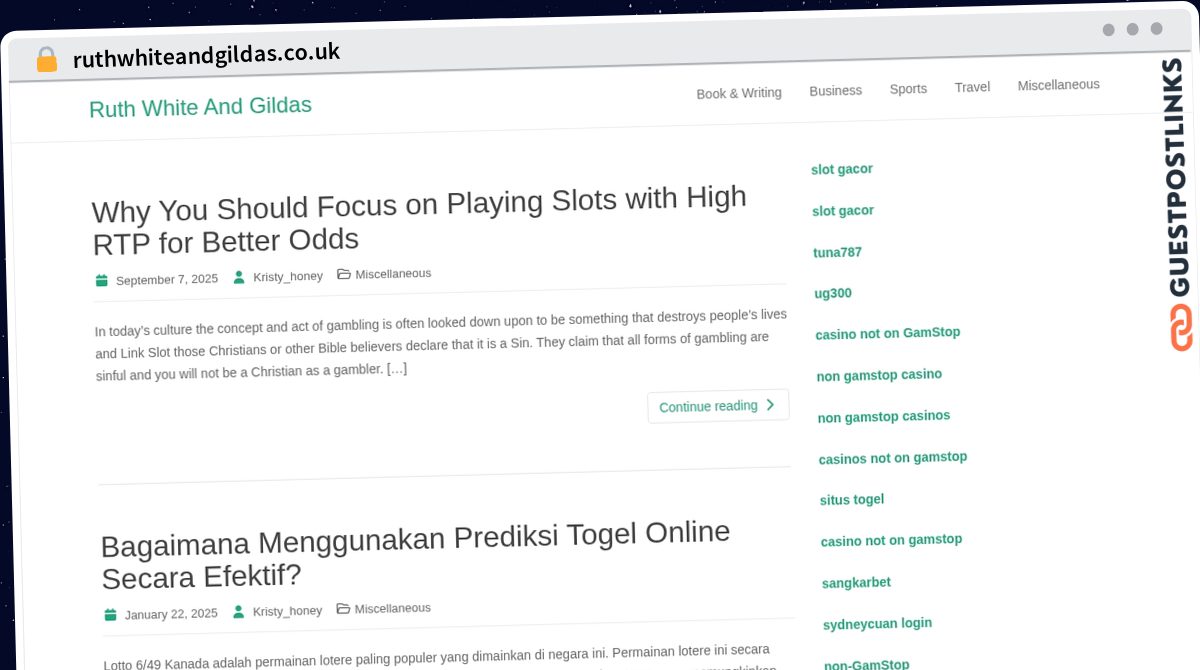 Publish Guest Post on ruthwhiteandgildas.co.uk