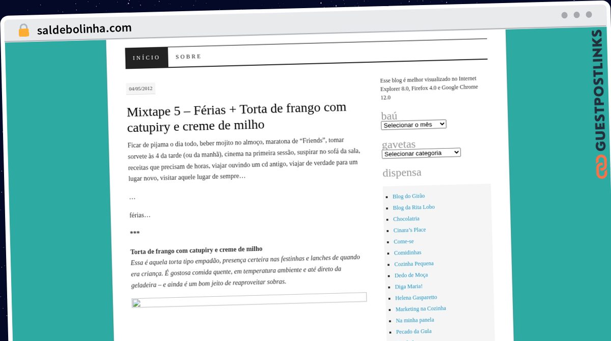 Publish Guest Post on saldebolinha.com