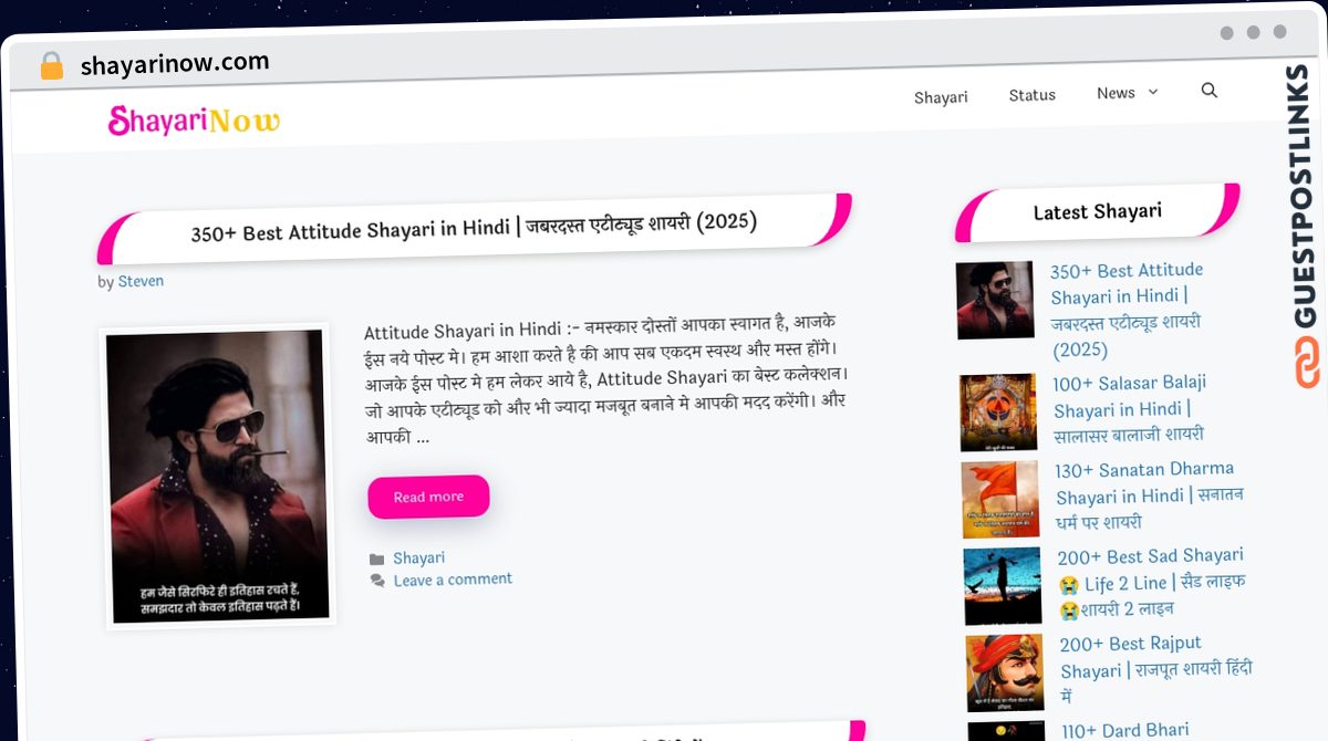 Publish Guest Post on shayarinow.com