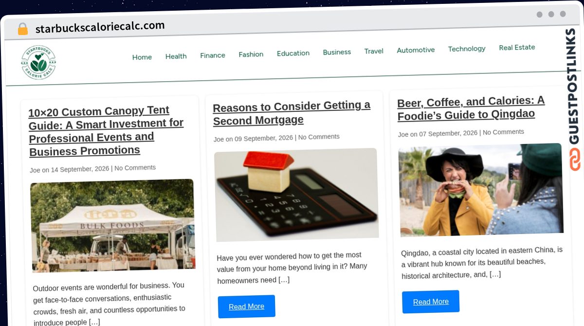 Publish Guest Post on starbuckscaloriecalc.com