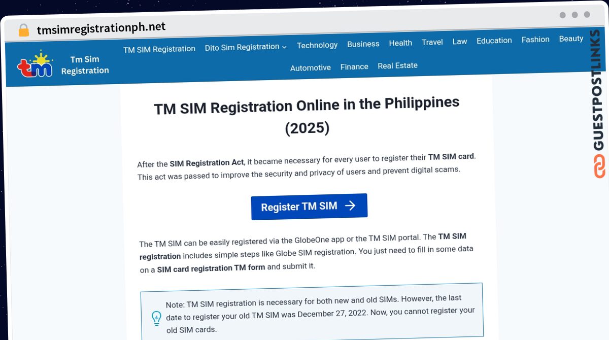 Publish Guest Post on tmsimregistrationph.net