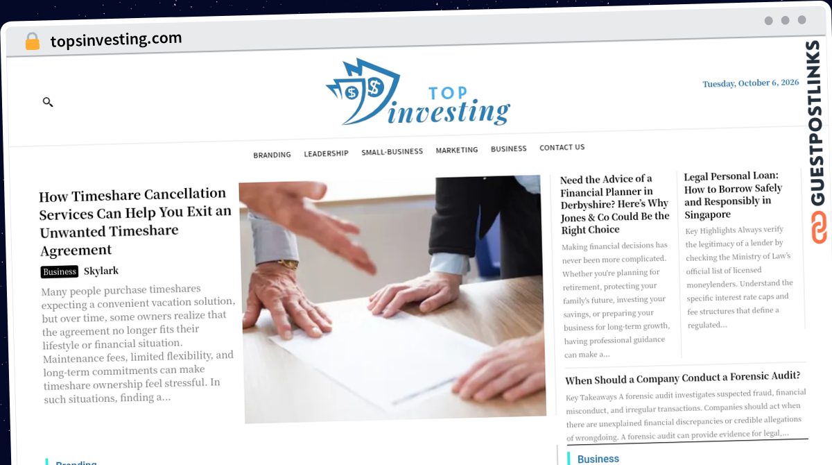 Publish Guest Post on topsinvesting.com