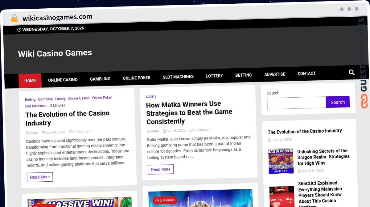 Publish Guest Post on wikicasinogames.com