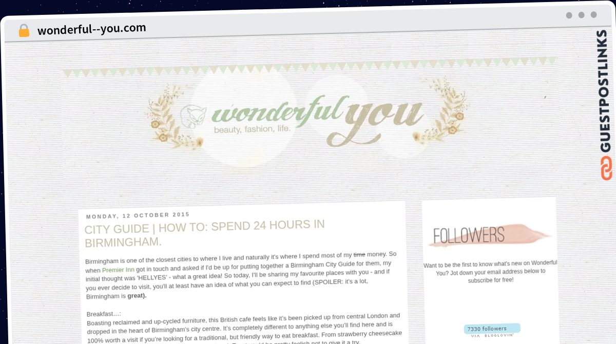 Publish Guest Post on wonderful--you.com