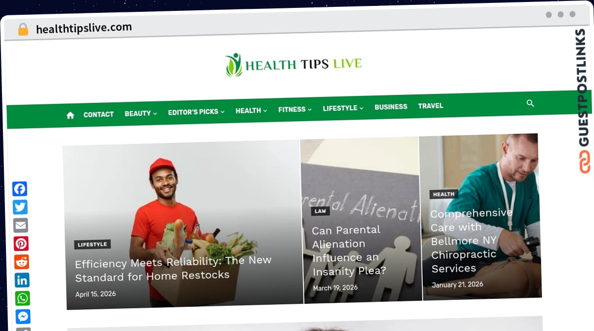 Publish Guest Post on healthtipslive.com