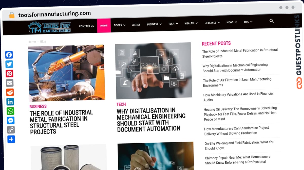 Publish Guest Post on toolsformanufacturing.com