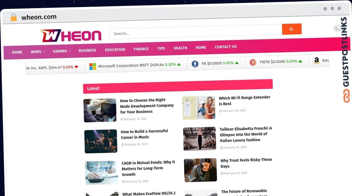 Publish Guest Post on wheon.com