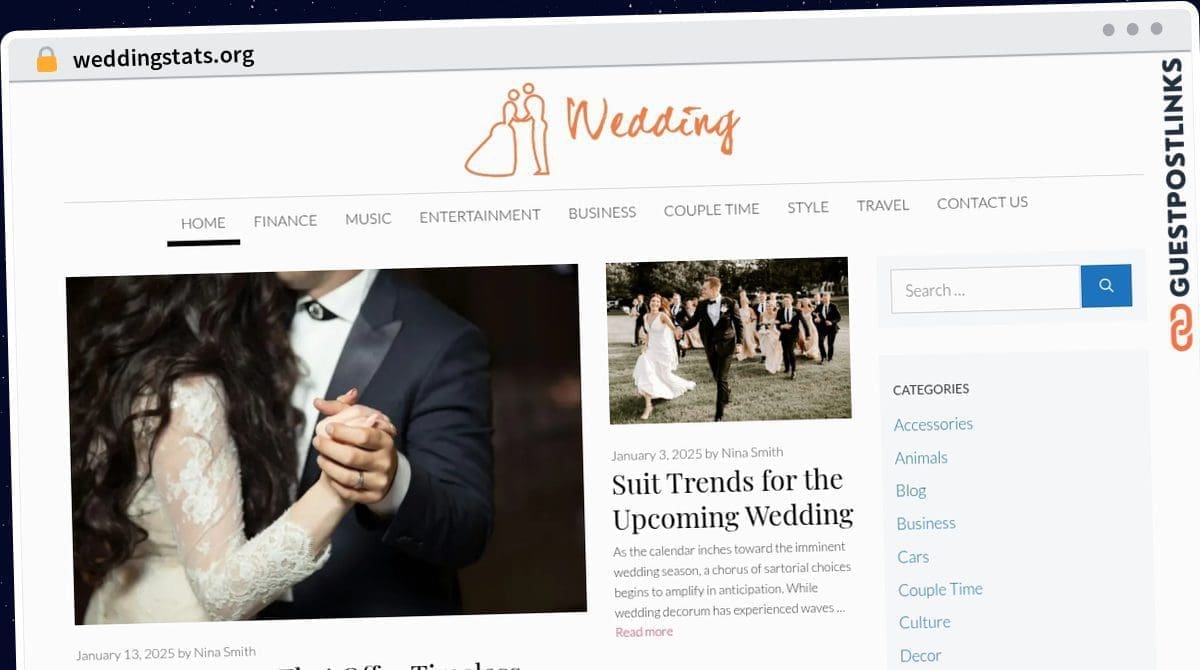 Publish Guest Post on weddingstats.org