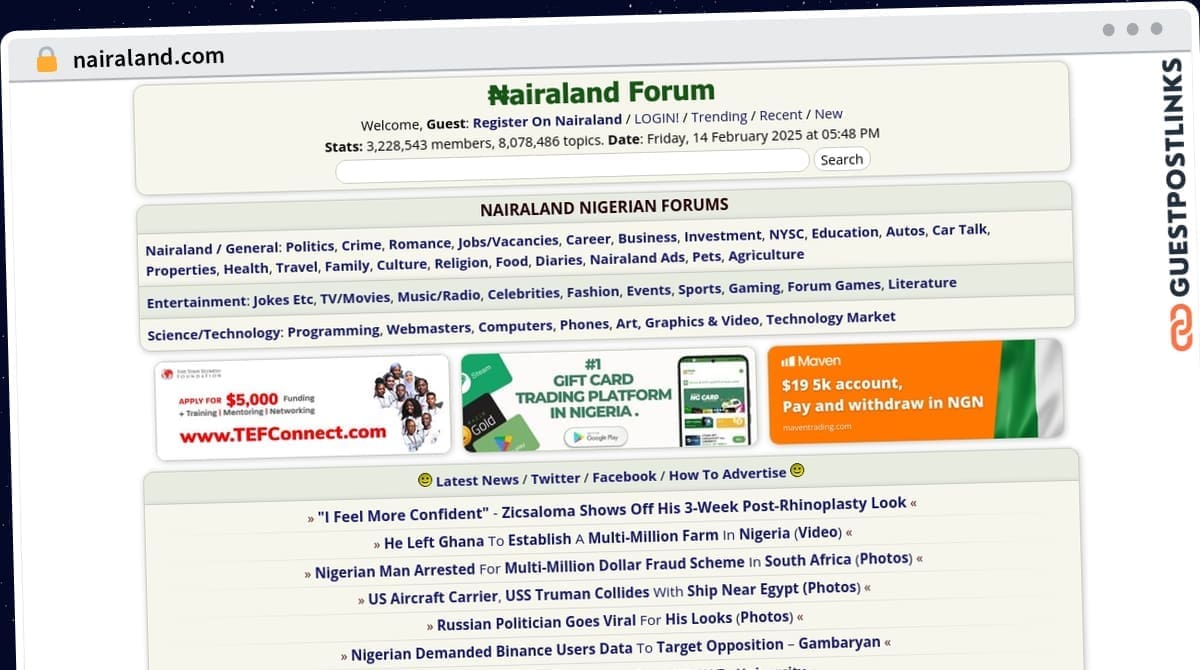 Publish Guest Post on nairaland.com