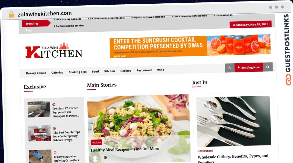 Publish Guest Post on zolawinekitchen.com
