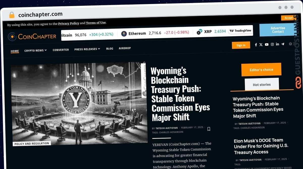 Publish Guest Post on coinchapter.com