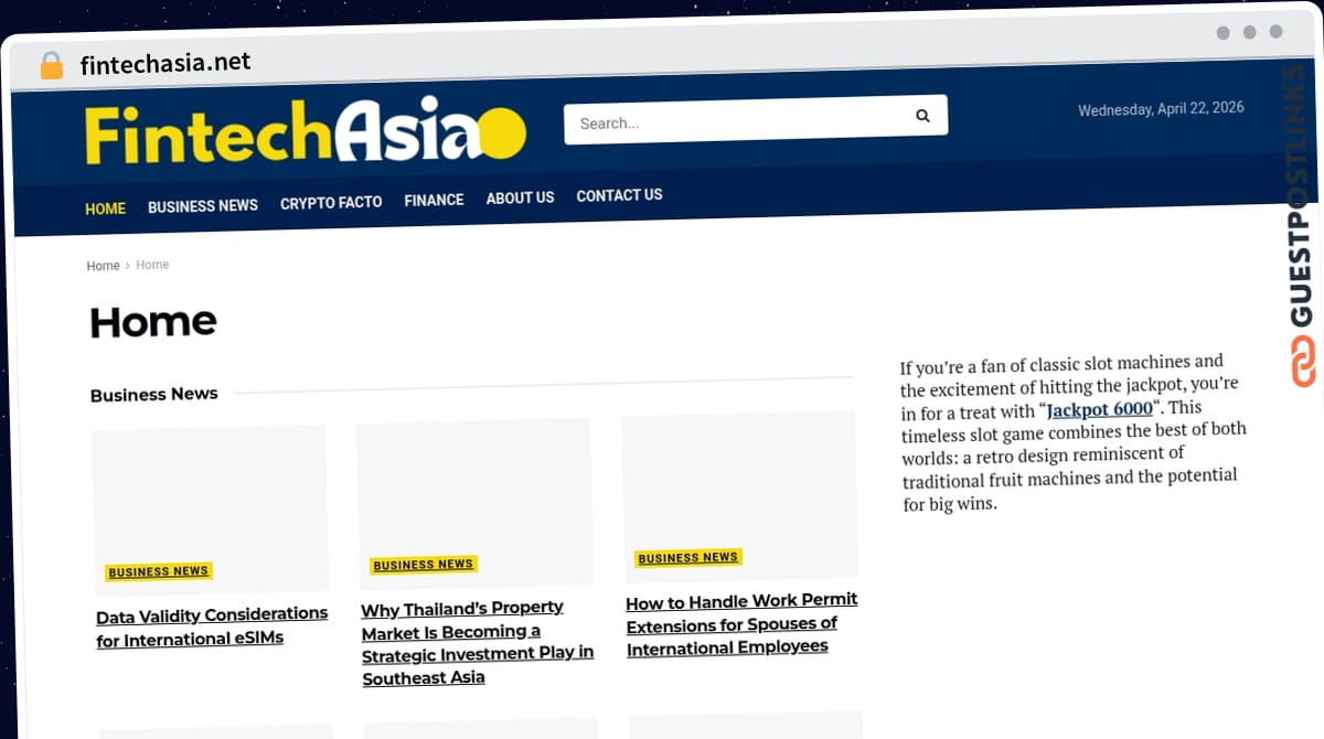 Publish Guest Post on fintechasia.net