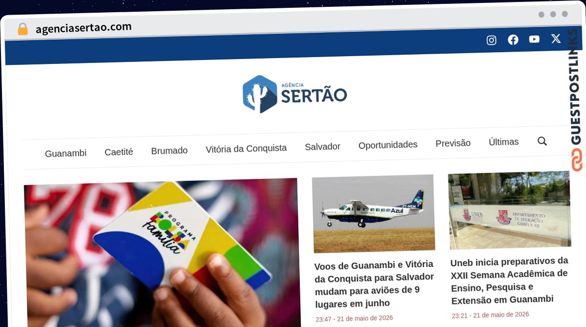 Publish Guest Post on agenciasertao.com