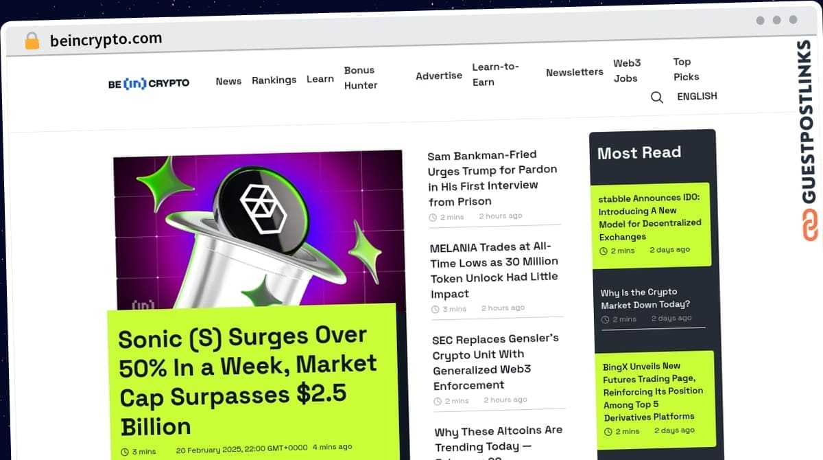 Publish Guest Post on beincrypto.com