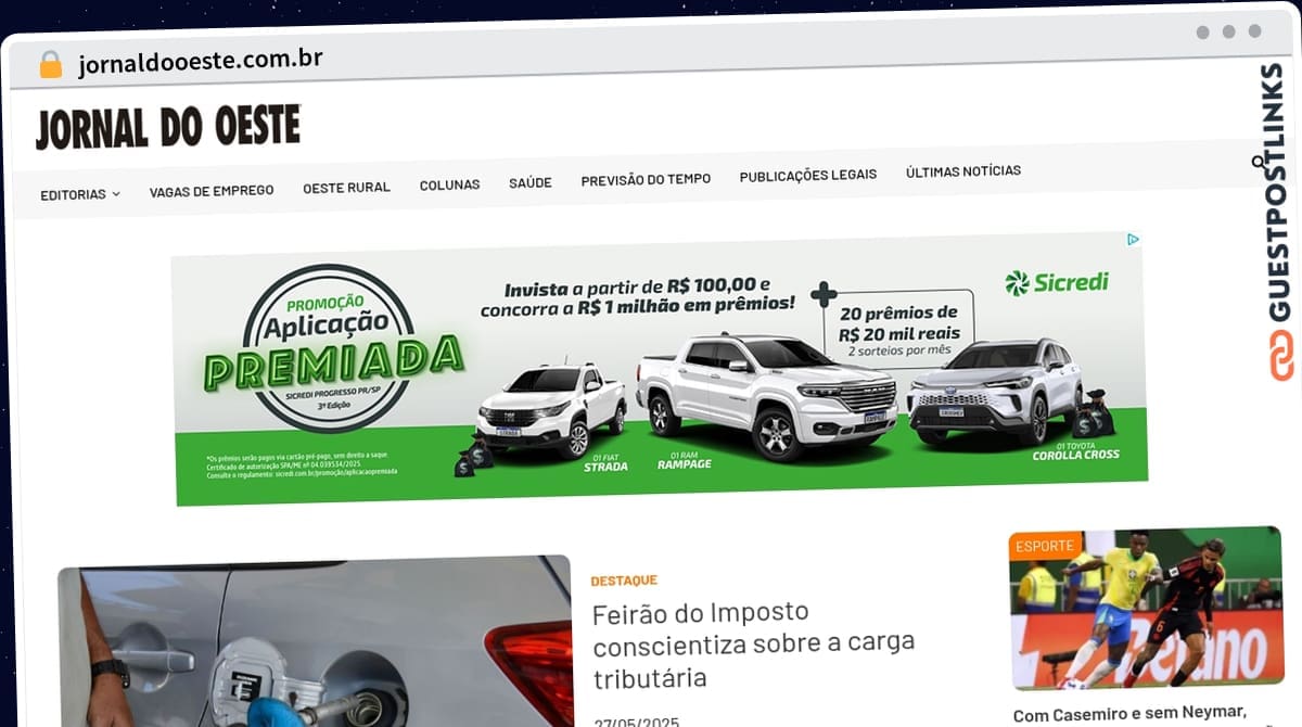 Publish Guest Post on jornaldooeste.com.br