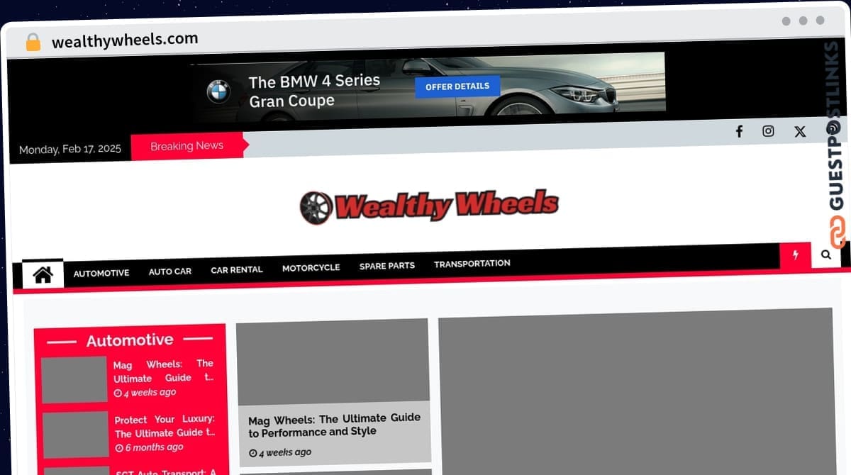 Publish Guest Post on wealthywheels.com