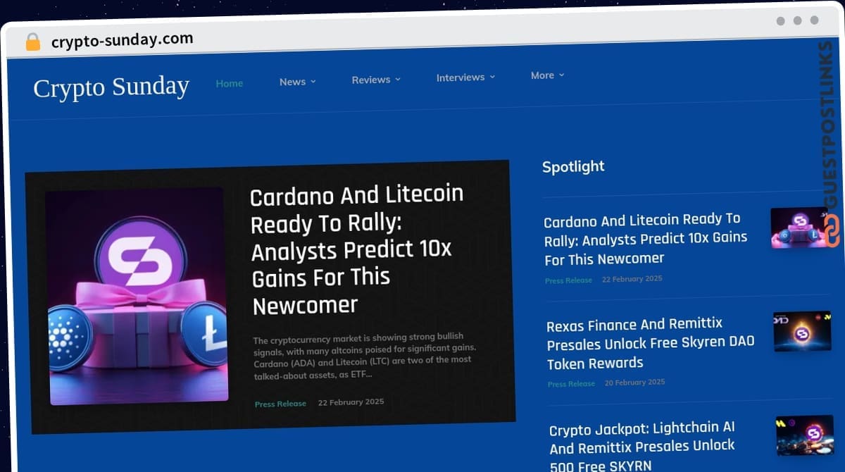 Publish Guest Post on crypto-sunday.com