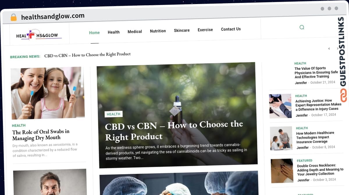 Publish Guest Post on healthsandglow.com