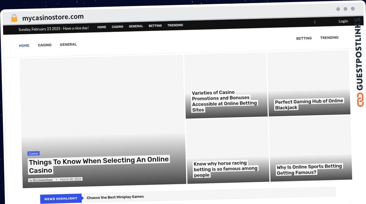 Publish Guest Post on mycasinostore.com