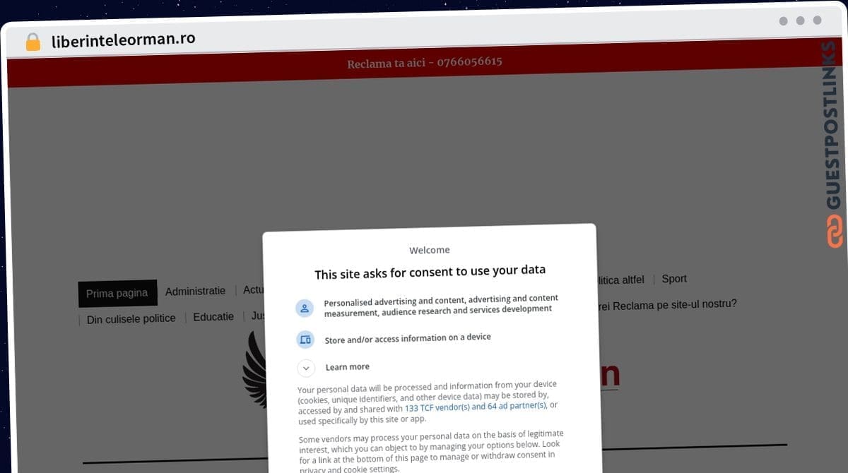 Publish Guest Post on liberinteleorman.ro